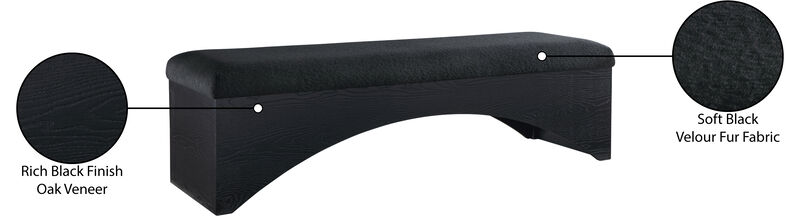 Meridian Furniture Lawson Black Velour Fur Fabric Bench