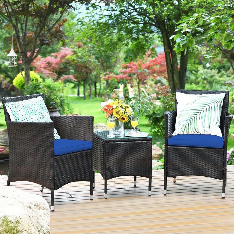 3 Pcs Outdoor Rattan Wicker Furniture Set