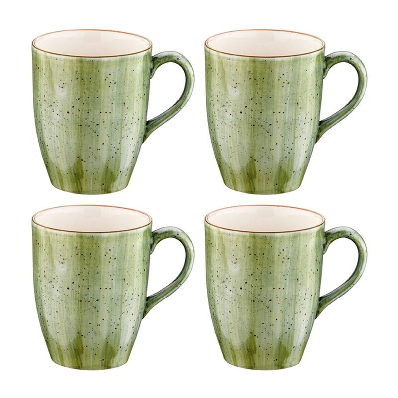 Therapy dia.3.25" h:4.25" 11 oz. Round Green Porcelain Mug (Set of 4)