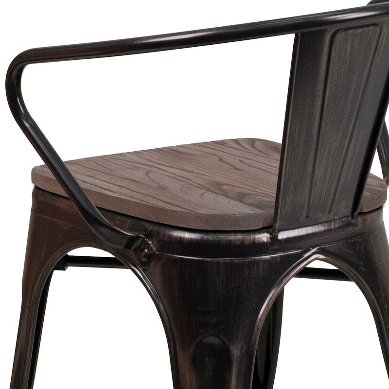 Metal/Wood Colorful Restaurant Chairs image number 9