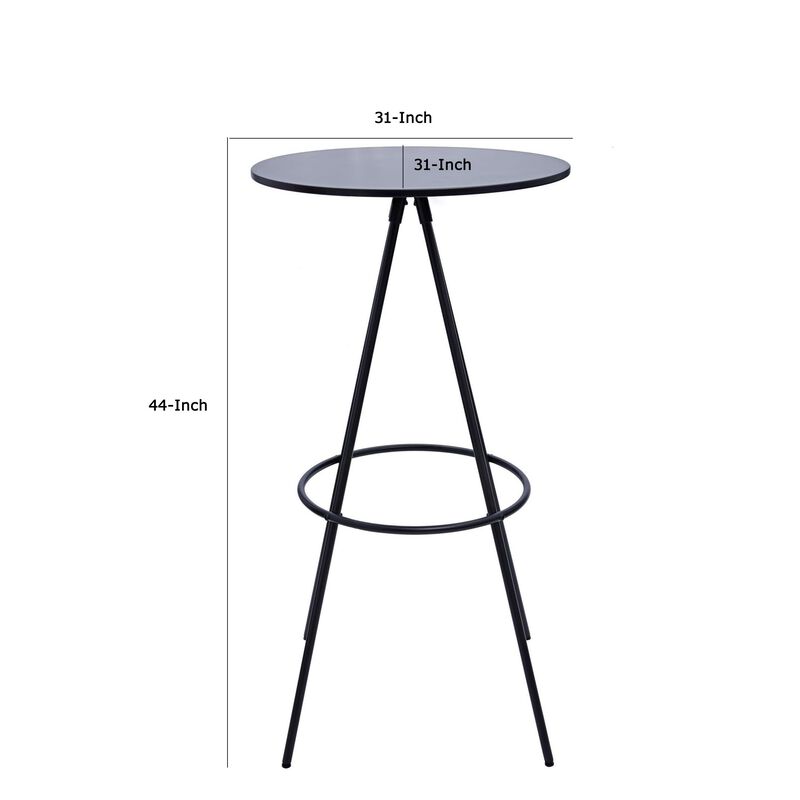 Benjara Vigo 44 Inch Modern Round Bar Height Pub Table, Metal Angled Legs, Black