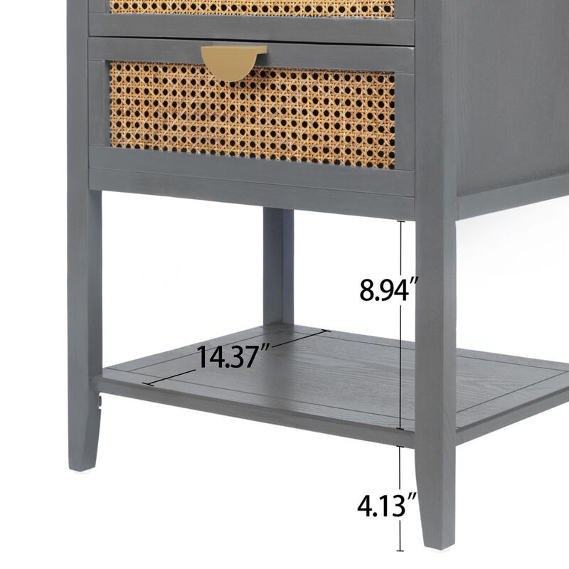 Streamdale 2-Drawer Rattan Side Table for Living Spaces