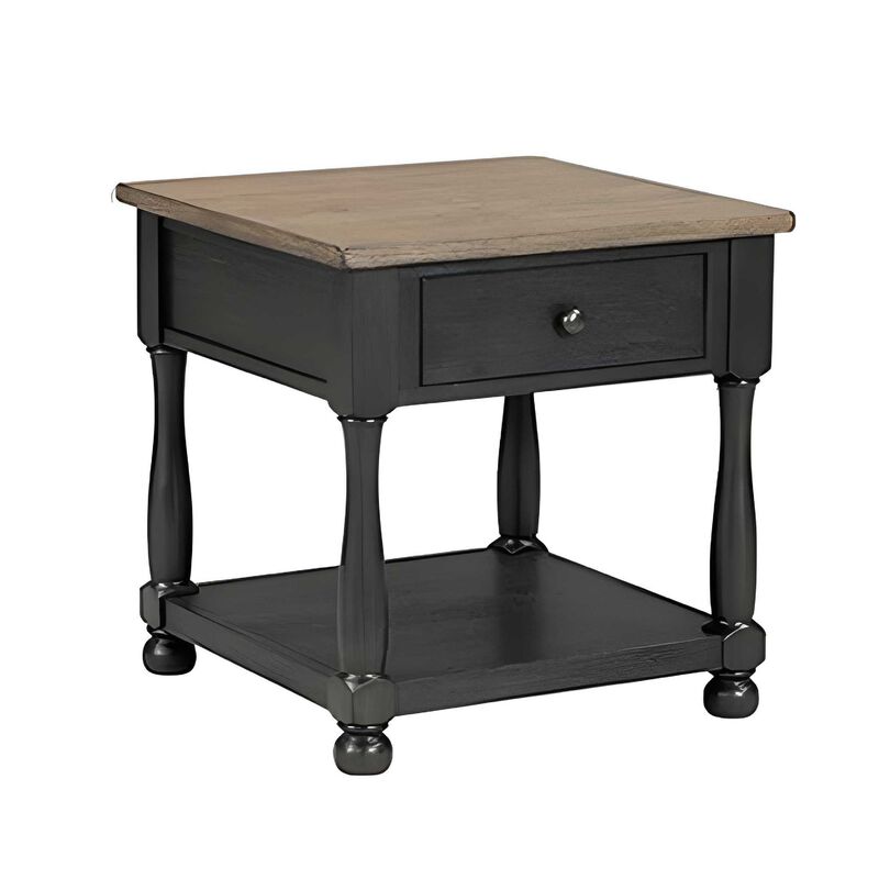 Ginie 4pc Queen Bedroom Set, USB Bedside Table, Black Rustic Oak Brown image number 6