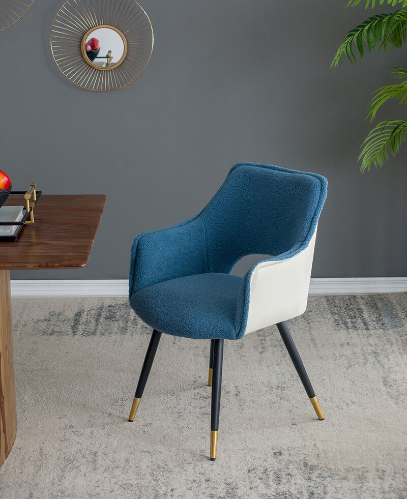 Streamdale Set of 2 Blue Fabric Side Accent Chairs, 23" x 23" x 34