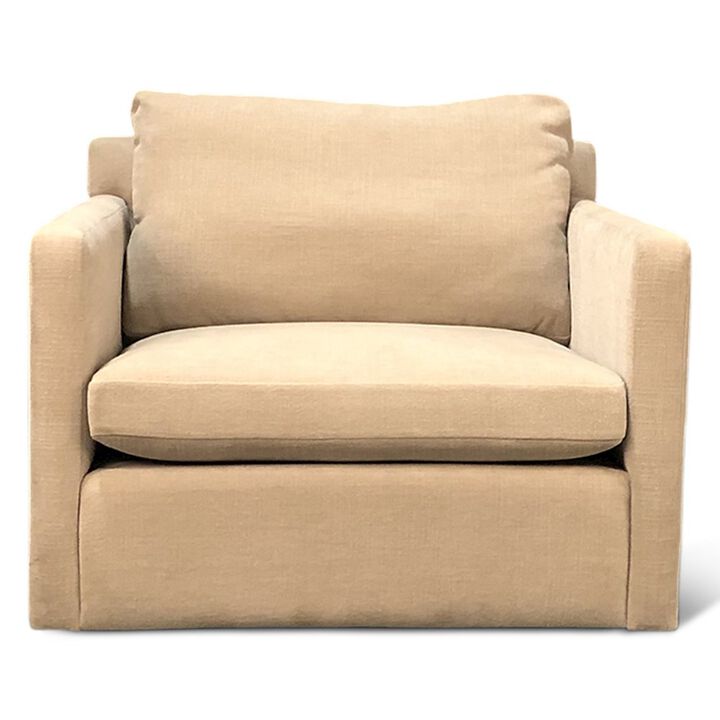 World Interiors Genova Accent Chair in Oat Chenille Fabric