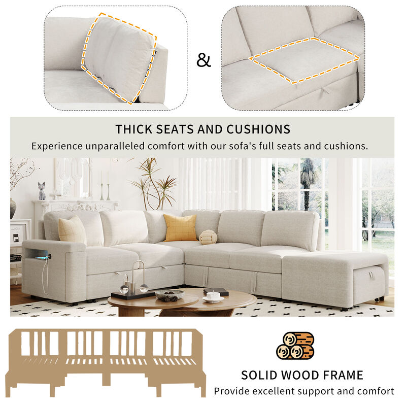 Merax  L-shaped Padded Modular Sofa with Storage