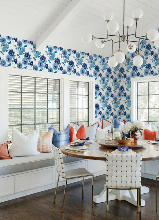 Essie Blue Painterly Floral Wallpaper