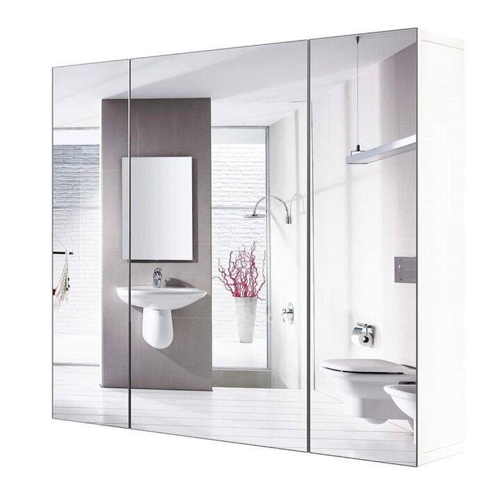 Wall Mounted Bathroom Mirror Cabinet – 3-Door Modern Medicine Storage Cupboard