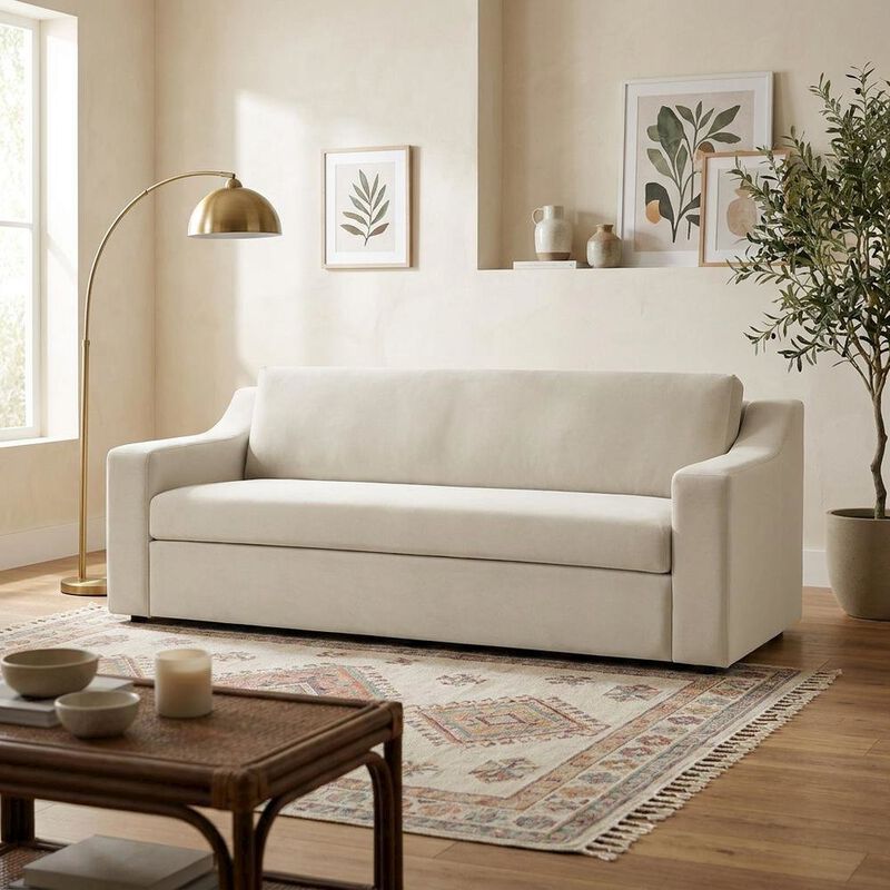 Performance Velvet Sofa, Comfy Modern Couch for Living Room, Taupe image number 4