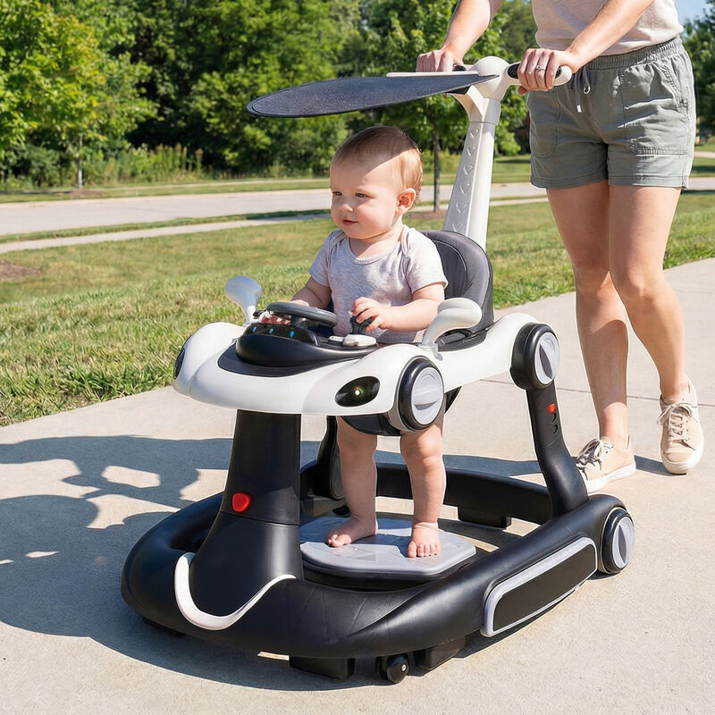 6-in-1 Portable Baby Walker with Canopy and Activity Center with Music image number 3