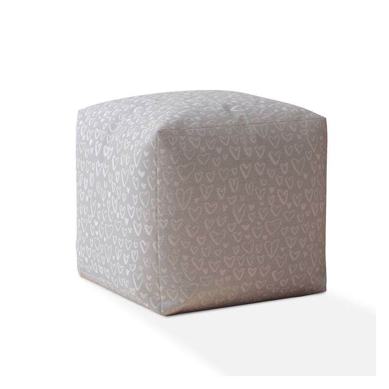 Homezia 17" Grey Cotton Abstract Ottoman image number 1