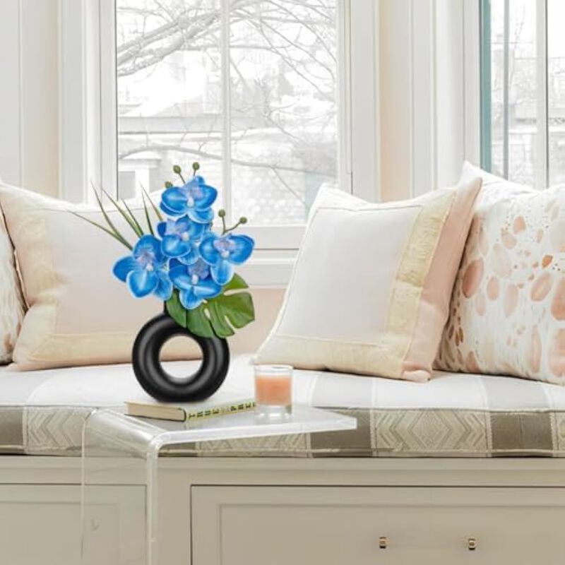 2 Piece Black Artificial Orchid Flowers Wedding Centerpiece Decor image number 3
