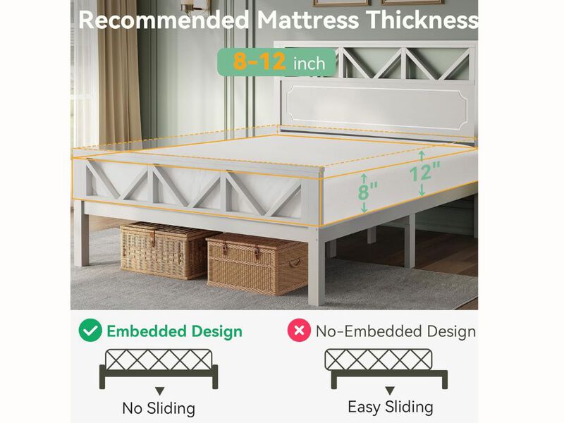 Queen Size Platform Bed Frame With Upholstered Velvet Headboard, Button Tufted & Rivet Design, Mattress Foundation With Wooden Slat Support, No Box Spring Needed, Noise Free, Easy Assembly
