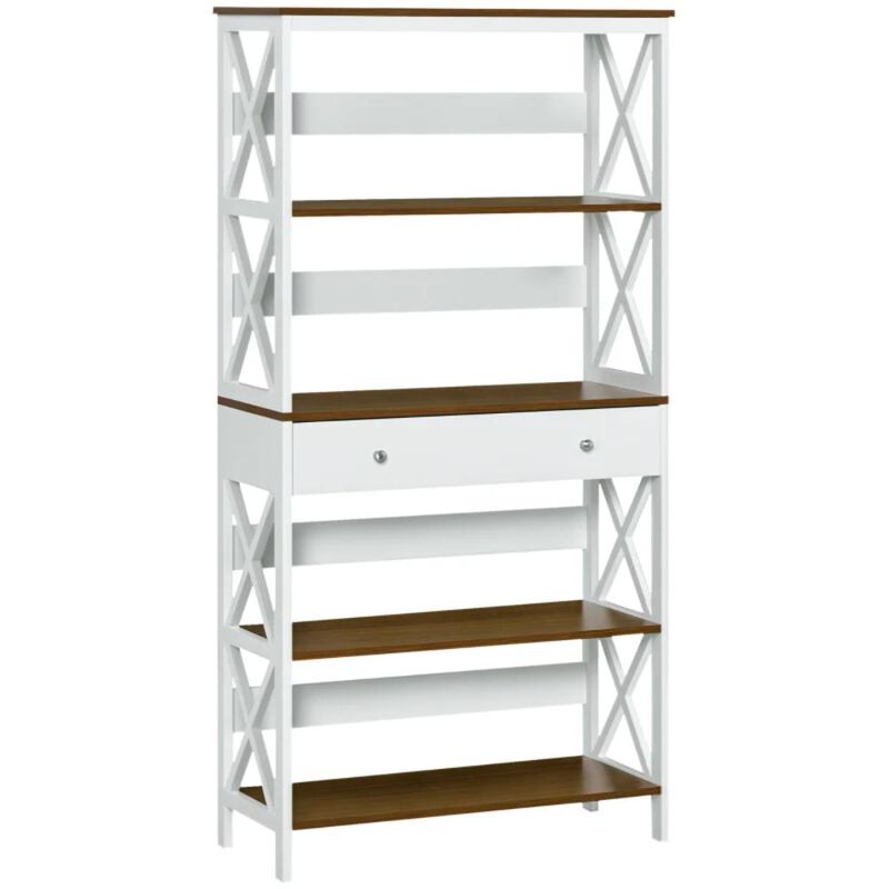 Hivvago Wooden Storage Bookcase with 4 Shelves and Drawer image number 0