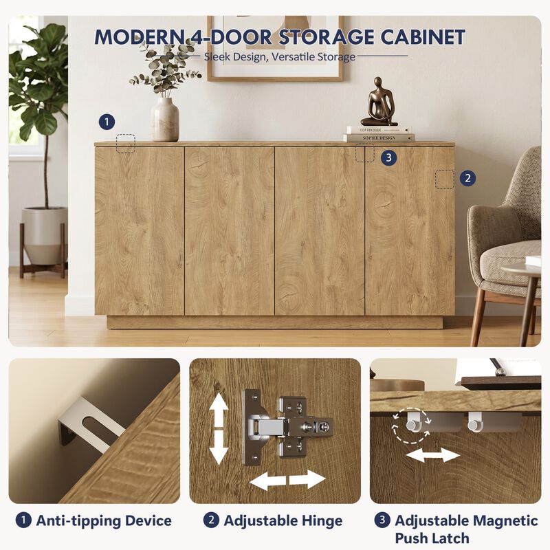 Rozax Wood Sideboard Buffet Cabinet image number 3