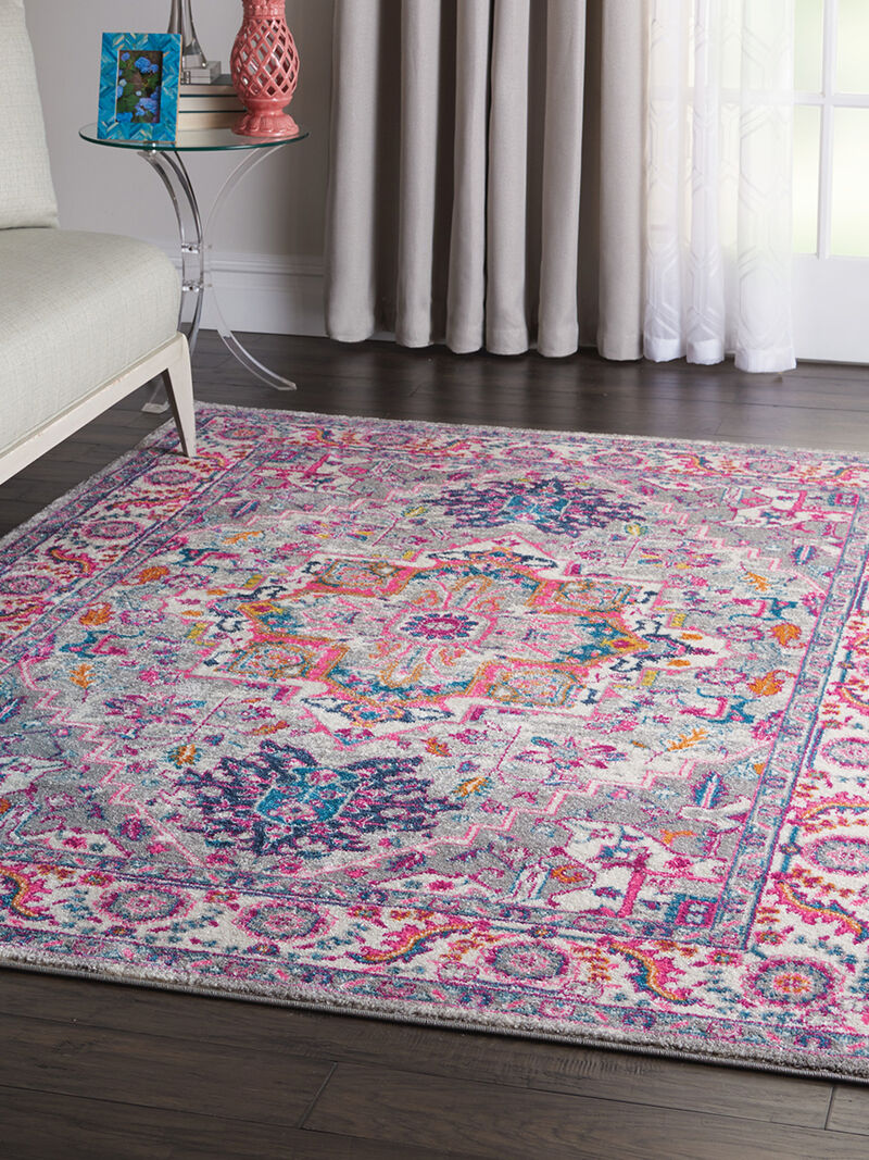 Passion PSN20 Light Gray/Pink 5' x Round Rug image number 8
