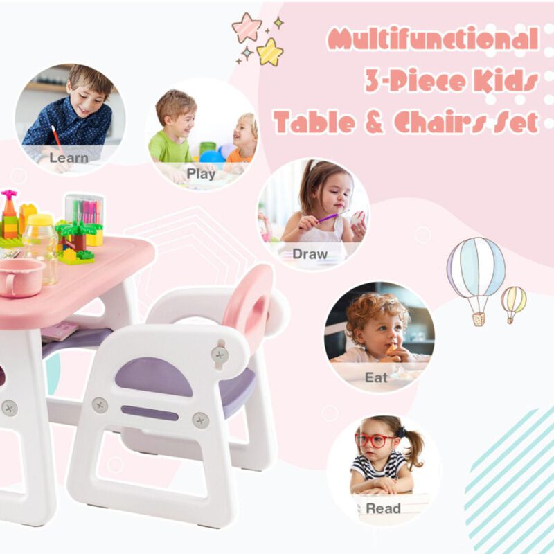 Hivvago Kids Table and Chair Set with Building Blocks
