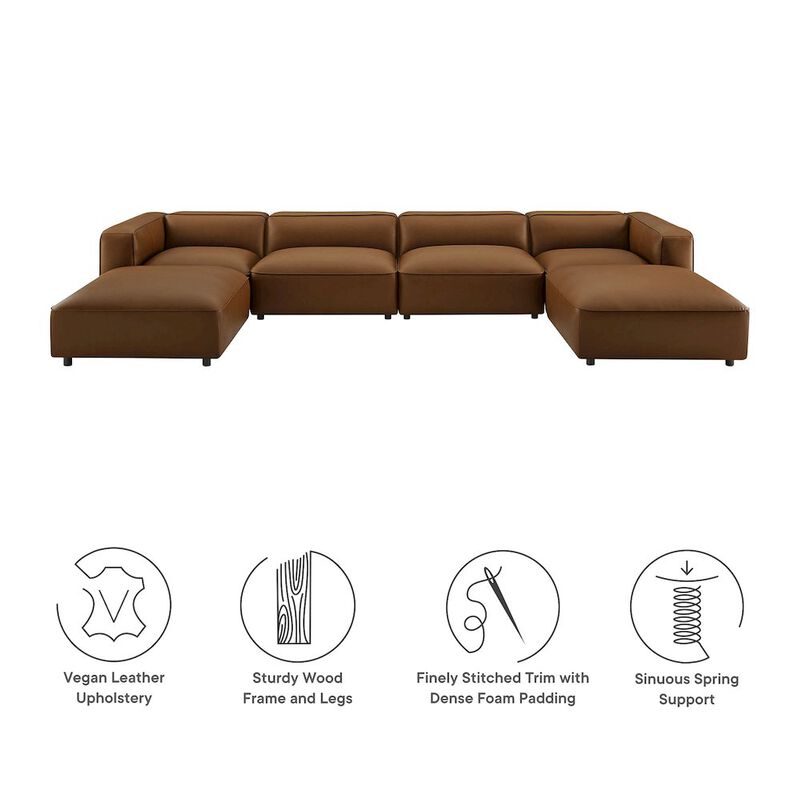 Auren 6-Piece Upholstered Vegan Leather Modular Sofa image number 5