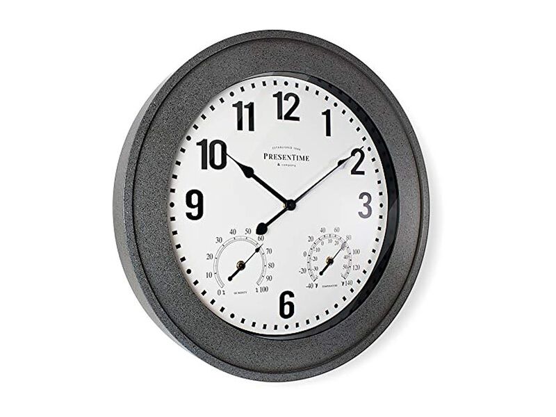 Bradford Farmhouse Weather Station Gray Wall Clock 20 Inch Outdoor Home Decor image number 3