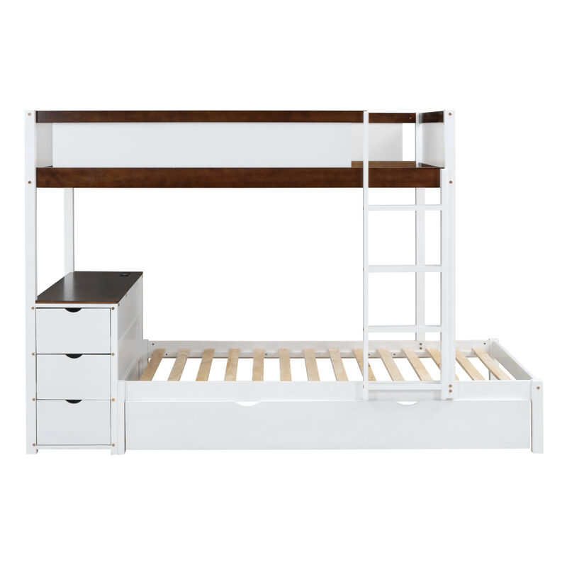 Twin Over Twin Bunk Bed With Twin Size Trundle, Storage And Desk