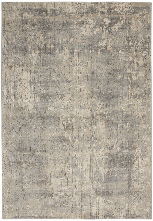 4 X 6 Beige And grey Abstract Power Loom Non Skid Area Rug