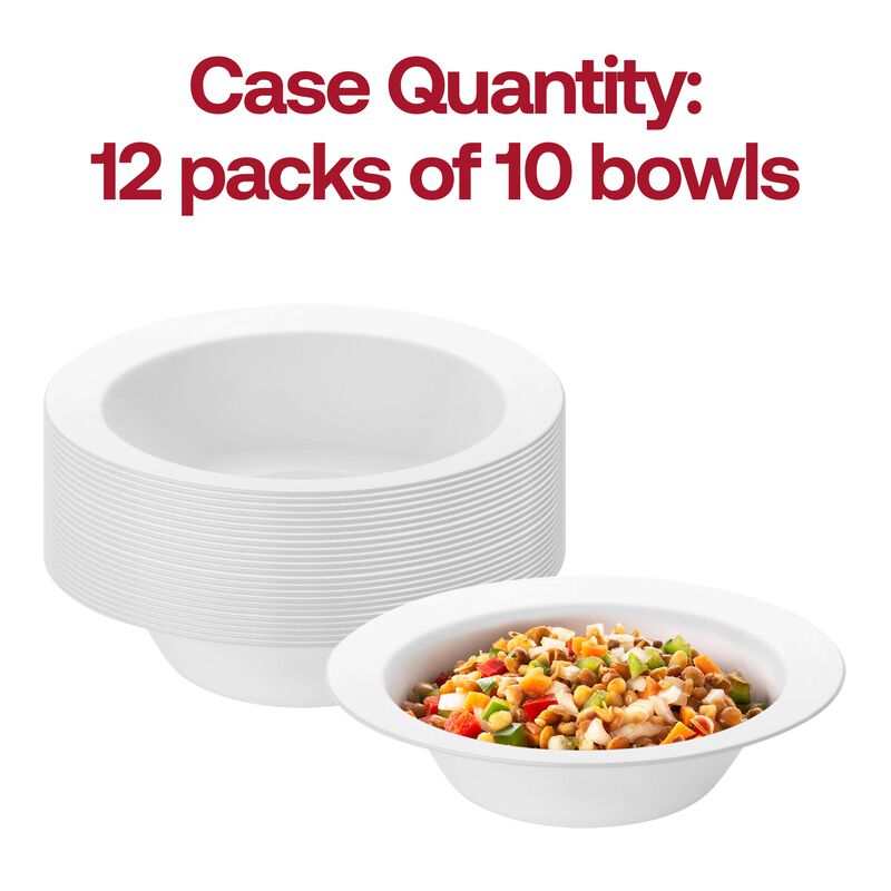 5" Solid White Diamond Rim Round Plastic Dessert Bowls (120 Bowls) image number 5