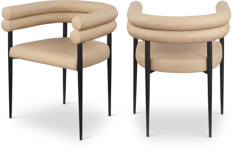 Meridian Furniture Lavina Tan Vegan Leather Dining Chair, Set of 2