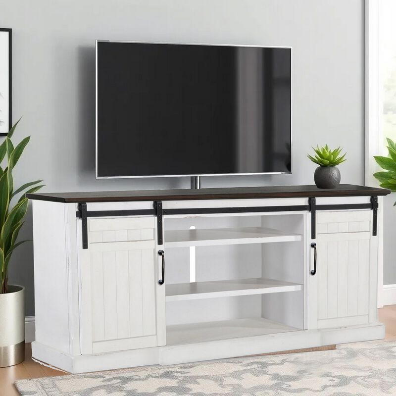 Orso TV Media Entertainment Console, Barn Doors, 78 Inch White