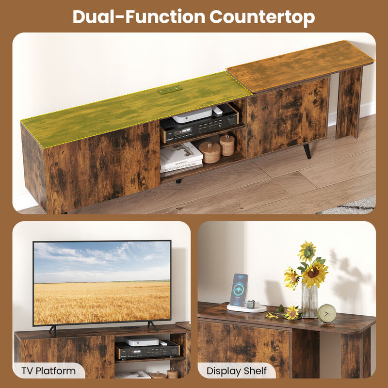 Modern TV Stand with 2 Wall Shelves and Charging Station Outlet image number 6