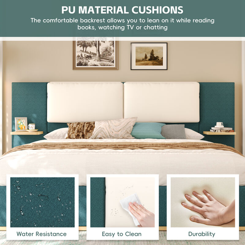 Merax Upholstered Bed Frame with Side Shelves