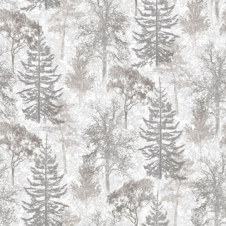 Evergreen Trees Silver Grey Wallpaper 7311