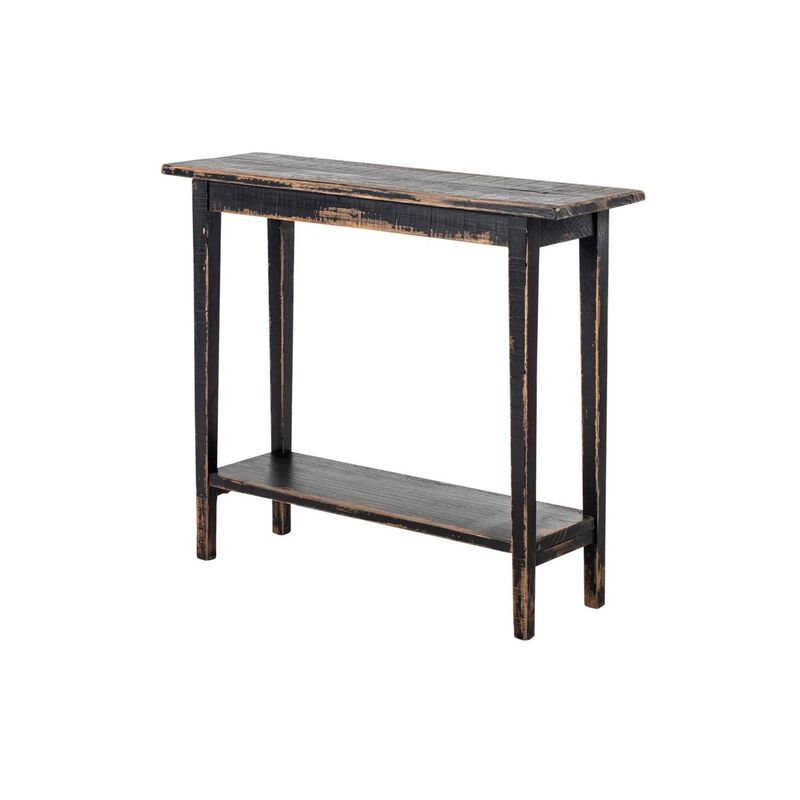 Duro Sofa Console Table with Open Shelf, Reclaimed Wood, Antique Black