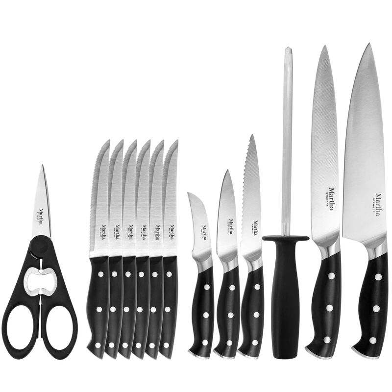 Martha Stewart Stainless Steel 14 Piece Cutlery and Knife Block Set in Black image number 3