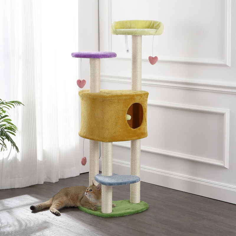 Aisling 4-Tier Modern Sisal Heart Cat Tree with Scratching Posts
