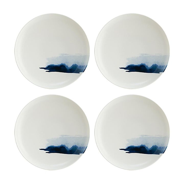 Blue Wave dia.4" h:0.75" 4 oz. Round Decorated Porcelain Bowl (Set of 4)