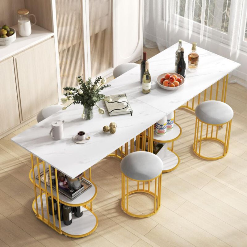Hivvago Rectangular Dining Table for 2 with 2-tier Storage Shelf for Small Space Dining Room
