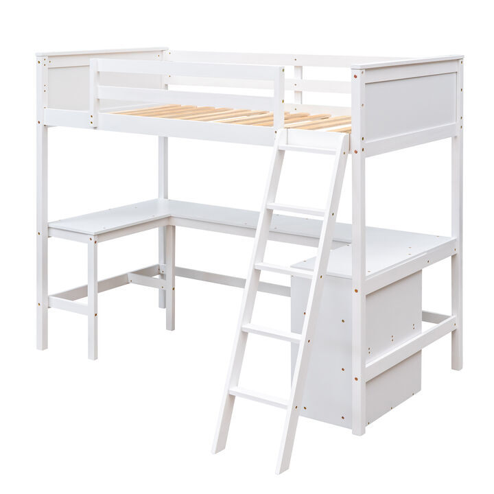 Merax Loft Bed with Shelves and Desk