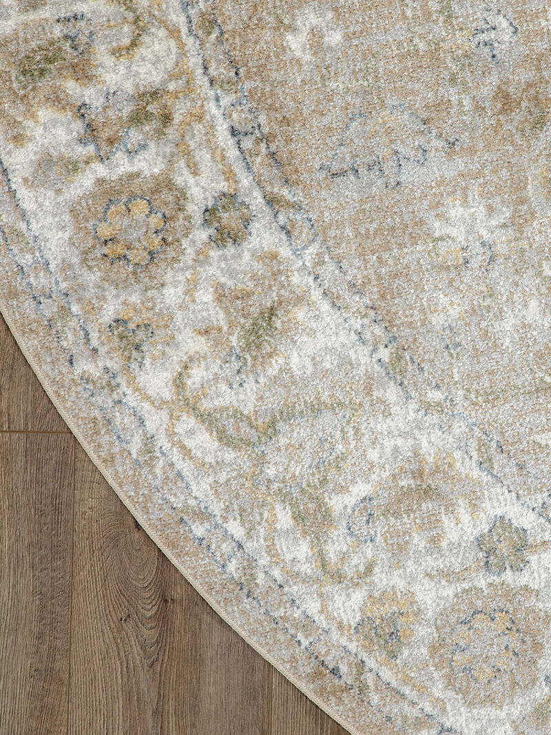 Astra Machine Washable ASW12 Beige 7'10" x Round Rug