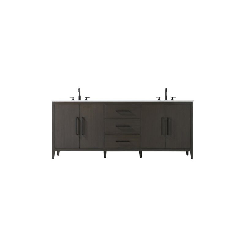 Elegant Kitchen and Bath 84 Inch Double Bathroom Vanity In Mocha Brown