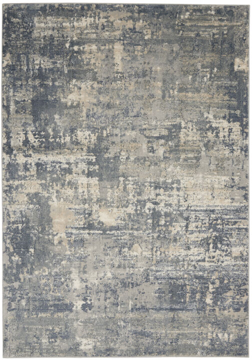 4 X 6 grey And Beige Abstract Power Loom Non Skid Area Rug