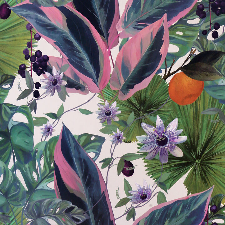 Etta White Tropical Wallpaper