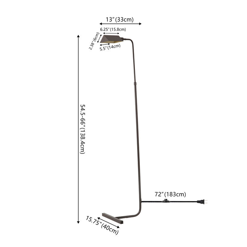 Cotys MidCentury Industrial Metal Adjustable Pharmacy LED Floor Lamp
