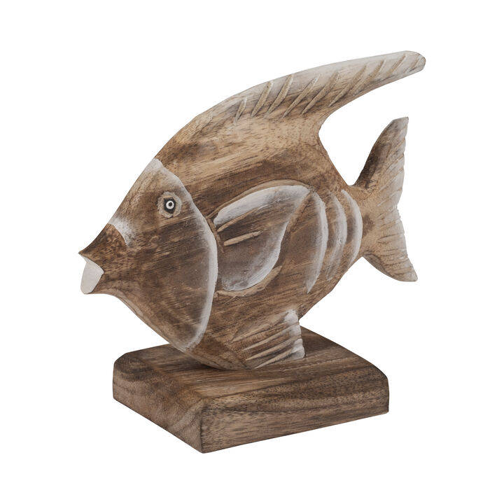 Wood, 8" Angel Fish, Natural