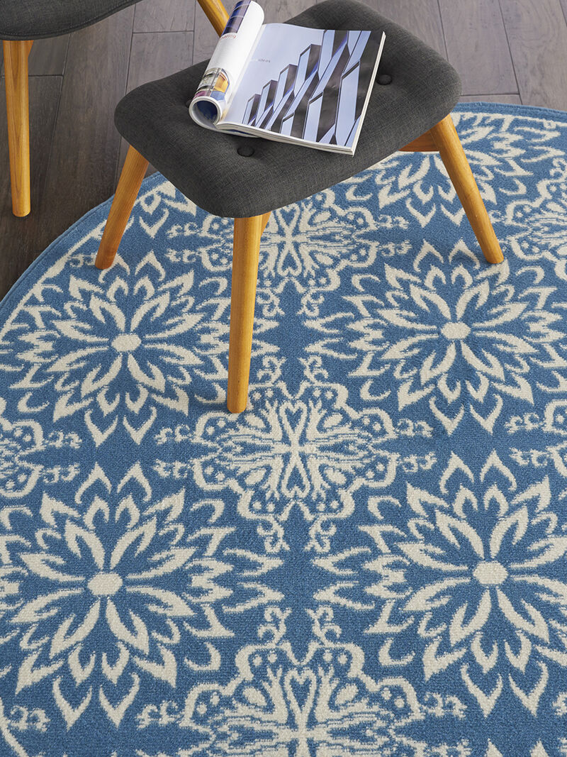Jubilant JUB06 Ivory/Blue 5'3" x Round Rug