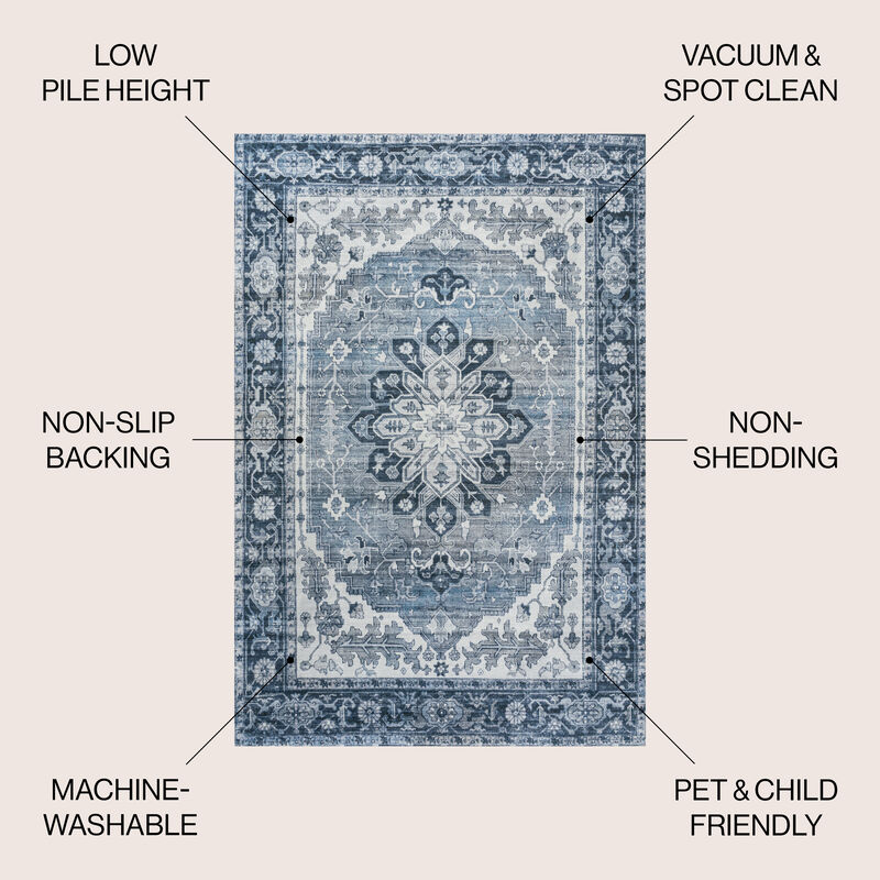 Asa Ornate Medallion Machine-Washable Area Rug