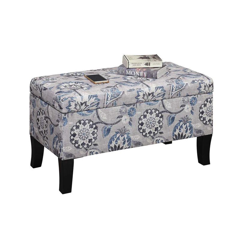 Convenience Concepts Designs4Comfort Winslow Storage Ottoman, Gray Flora Fabric