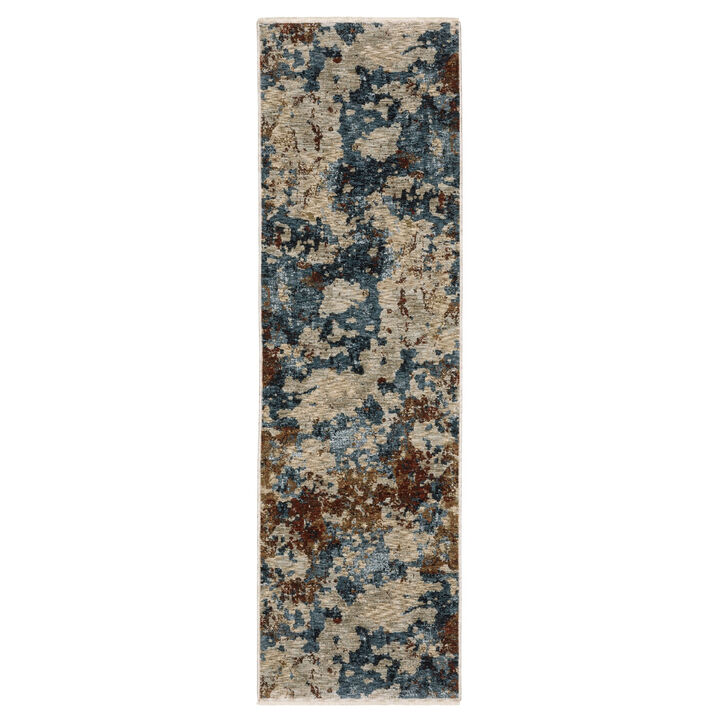HomeRoots Abstract Runner Rug With Fringe