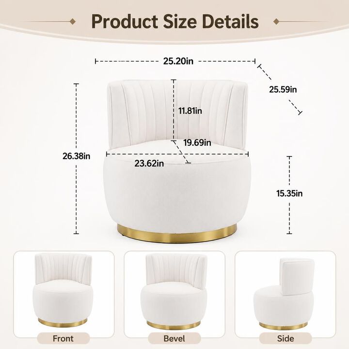 GOODSILO 360 Degree Swivel Barrel Accent Chair, Upholstered Round Armchair for Living Room, Bedroom, Office, Nursery, Lounge, Waiting Rooms