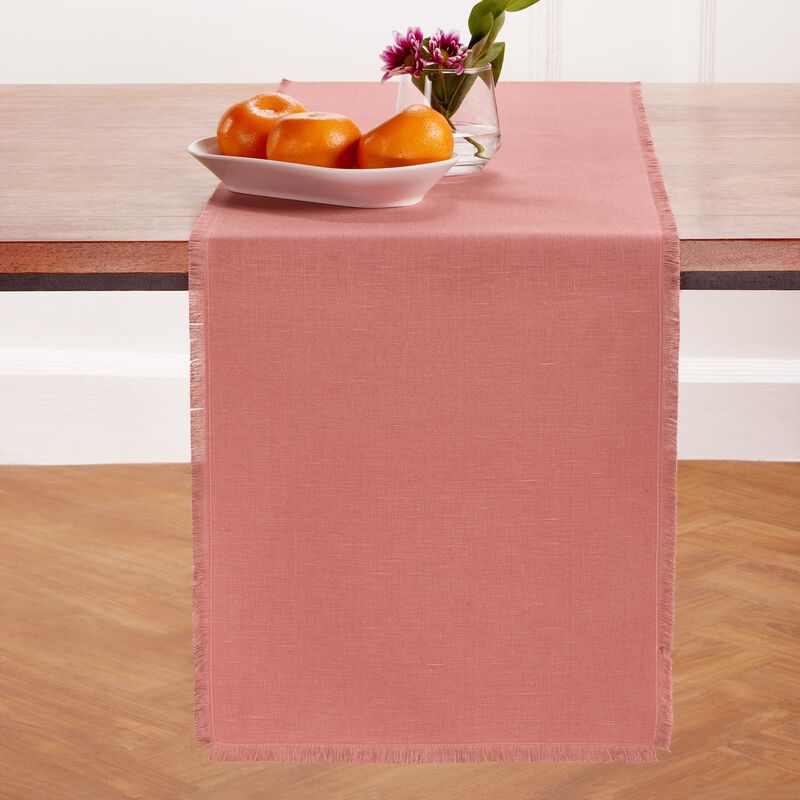 Solino Home Fringe 100% Linen Table Runner &ndash; Handcrafted, Machine Washable, Perfect for Holiday and Everyday Dining
