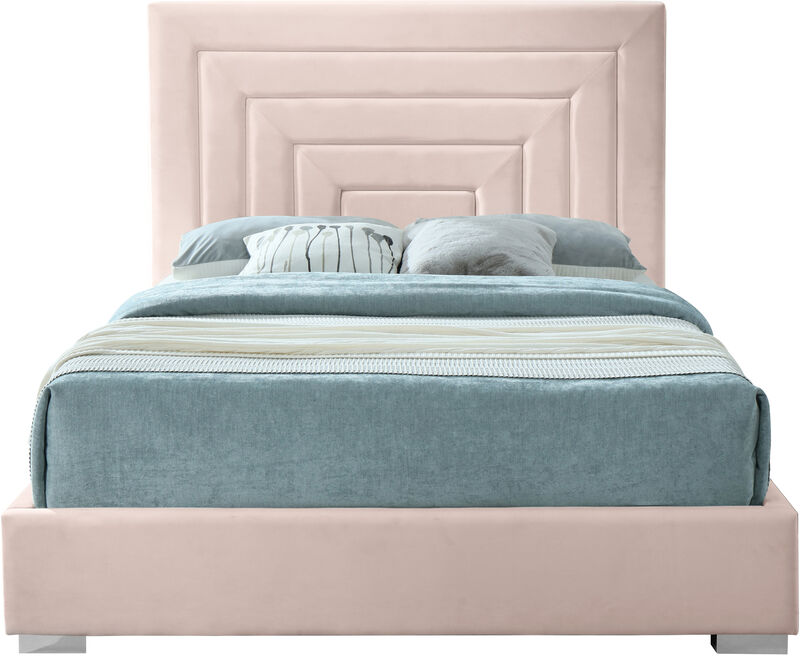Meridian Furniture Nora Pink Velvet Queen Bed